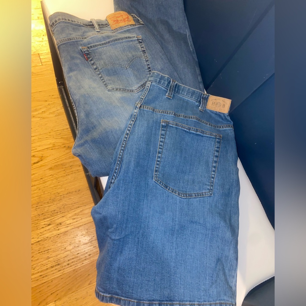 Levi's Men’s Relaxed Fit 44 X 30 Zip Blue Jeans and Jean Shorts Bandle‎